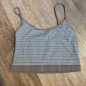 Garage Brown and White Striped Crop Top